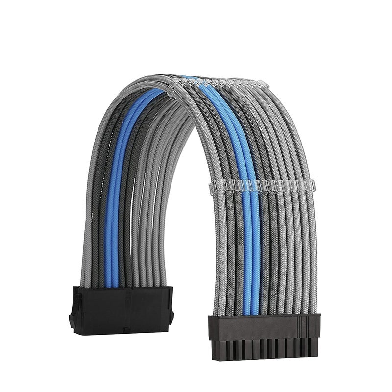 Formulamod Sleeve Extension Power Supply Cable Kit 18AWG ATX 24P+ EPS 8-P+PCI-E8-P with Combs for PSU to Motherboard/GPU Fm-NCK3 (Silver Grey Sky Blue) - Image 3